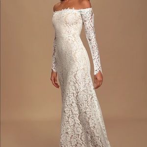 Lulu's Ivory Off-Shoulder Lace Wedding Gown
